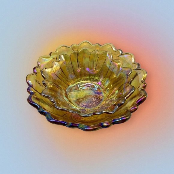 Indiana Amber Carnival Wild Rose Glass Bowl, Set of 2 - Picture 11 of 12